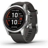 Garmin Fenix 7S Pro Solar BT 42 mm Edelstahlgehäuse silber Silikonarmband grau S