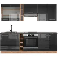 Vicco Küchenzeile Fame-Line 235 cm Anthrazit Hochglanz/Goldkraft Eiche
