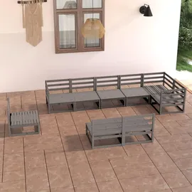vidaXL Garten-Lounge-Set 9-tlg. grau Kiefer