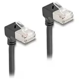 DeLock 80299 RJ45 Netzwerkkabel, Patchkabel CAT 6a S/FTP Slim 90° gewinkelt 1 m Schwarz