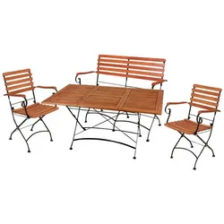 Gartenmöbelset, 4 Sitzplätze, eukalyptusholz/Stahl - beige