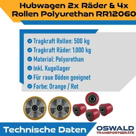 Oswald Transportgeräte Hubwagen 2 Räder 4 Rollen