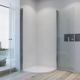 AQUABATOS Runddusche mit Pendeltür 90 x 90 cm Silber Sicherheitsglas