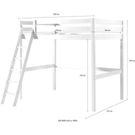 Vipack Hochbett Pino 140 x 200 cm Kiefer massiv lackiert weiß