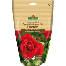 Florissa Natürlich 58739 BIO Rosendünger für schnelle Nährstoffverfügbarkeit im Frühjahr |biologisch haustierfreundlich | im wasserdichten, wiederverschließbaren Beutel, 750 g