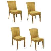 4x KONWAY® MAUI Stapelstuhl Tabaco Polyrattan Garten Sessel Stuhl Set stapelbar