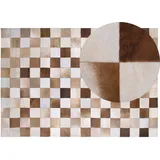 Teppich Kuhfell braun / beige 160 x 230 cm Patchwork Kurzflor SOLMAZ