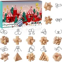 LuxusKollektion Adventskalender 2024-Puzzle Weihnachts-Countdown Holz Gehirn-Rätsel