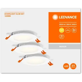 LEDVANCE LED-Einbauleuchte 3er Set LED Spotleuchte, Lichtfarbe warmweiß (3000K), 8W, 120mm, IP20, 3er-Pack