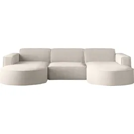 Kaiser Möbel Ecksofa Designer MODENA U STUDIO stoff Dicker cord Poso Beige