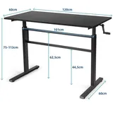 Bc-elec - BS400002 Höhenverstellbarer Schreibtisch (76-114cm) mit 120x60cm Platte, ergonomischer Schreibtisch, manuelles