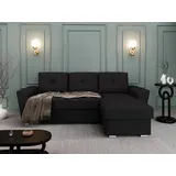 panda möbel Ecksofa L-Form Bellano- links oder rechts montierbar - Schwarz