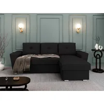 panda möbel Ecksofa L-Form Bellano- links oder rechts montierbar - Schwarz