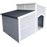 dehner lieblinge Hundehütte Balu 128 x 91 x 88,5 cm Tannenholz Grau/Weiß/Dunkelgrau