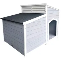 dehner lieblinge Hundehütte Balu 128 x 91 x 88,5 cm Tannenholz Grau/Weiß/Dunkelgrau