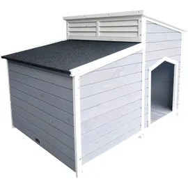 dehner lieblinge Hundehütte Balu 128 x 91 x 88,5 cm Tannenholz Grau/Weiß/Dunkelgrau