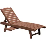 Outsunny Mobile Gartenliege Sonnenliege Strandliege Liegestuhl Braunrot Tannenholz