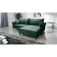 Fun Möbel Ecksofa Schlafsofa Sofa VICTORIA Stoff Element Dunkelgrün Ottomane Rechts - Grün