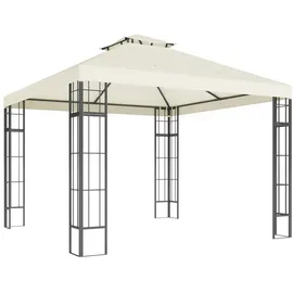 Outsunny Pavillon Mit Doppeldach, Ca. 3x3 M Wasserabweisend Stabil Winterfest Gartenpavillon Mit Uv-schutz Partyzelt Aus Metall, Für Garten, Terrasse, Cremeweiß - Outsunny