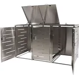 3er-mülltonnenverkleidung Hhg 809, Mülltonnenbox Mülltonnenabdeckung, Erweiterbar 117x197x80cm Edelstahl 68kg