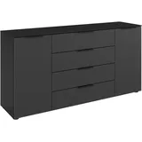 LeGer Home by Lena Gercke Schubladenkommode 160 x 81 x 42 cm Schwarz / Schwarz Mattglas