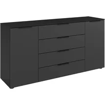 LeGer Home by Lena Gercke Schubladenkommode 160 x 81 x 42 cm Schwarz / Schwarz Mattglas