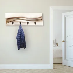 Garderobenleiste ARTLAND "Braune abstrakte Welle", braun, B:90cm H:30cm T:2,8cm, MDF, Garderobenhalter, teilmontiert