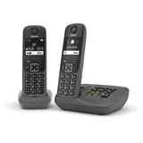 Gigaset A695A Duo – schnurloses Telefon mit Anrufbeantworter, 2 Mobilteile mit großem Display mit Hintergrundbeleuchtung für Ultra-lesbare Anzeige, Anrufsperrfunktion – Grau