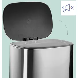 Relaxdays Mülleimer 50 l Silber
