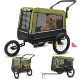 veska Hundeanhänger 3in1 Fahrradanhänger, Hundebuggy, Jogger für Hunde, großer Laderaum 240 Liter, Hundewagen mit Dual Federung, faltbar in Grün/Schwarz