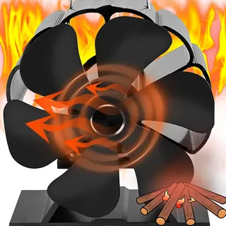 XUBX Ofenventilator Kaminventilator ohne Strom für Kamin Kaminöfen, 6 Flügeln, Holzbrenner, für Wärmezirkulation, geräuschloser Betrieb, Öko-Feuerventilator für Holzofen, Holzbrenner, Kaminzubehör