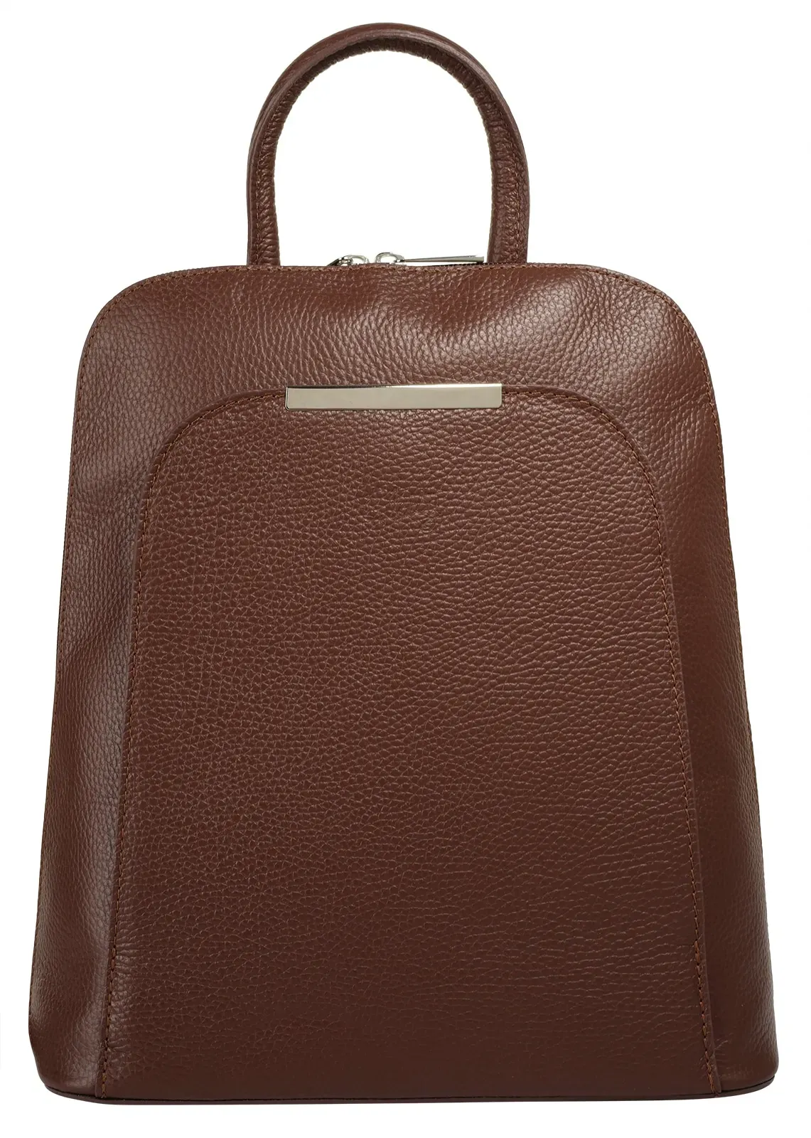 Cityrucksack CLUTY, Damen, Gr. B/H/T: 32cm x 28cm x 12cm, onesize, braun, Leder, Rindsleder, Strukturmuster, Rucksäcke Cityrucksack, echt Leder, Made in Italy