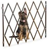 Relaxdays Hundeabsperrgitter, ausziehbar bis 130 cm, 87,5-100 cm hoch, Bambus, Hunde Schutzgitter Treppe & Tür, braun,