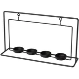 Creativ deco Teelichthalter CREATIV DECO "Weihnachtsdeko", schwarz, B:35cm H:20,5cm T:9,5cm, Metall, Kerzenhalter, Teelichthalter, außergewöhnliche Form, für 4 Kerzen, Höhe ca. 20 cm