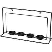 Creativ deco Teelichthalter CREATIV DECO "Weihnachtsdeko", schwarz, B:35cm H:20,5cm T:9,5cm, Metall, Kerzenhalter, Teelichthalter, außergewöhnliche Form, für 4 Kerzen, Höhe ca. 20 cm
