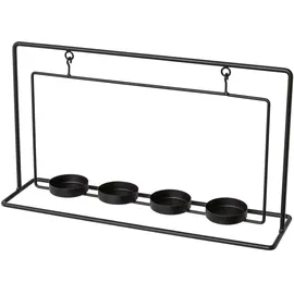 Creativ deco Teelichthalter CREATIV DECO "Weihnachtsdeko", schwarz, B:35cm H:20,5cm T:9,5cm, Metall, Kerzenhalter, Teelichthalter, außergewöhnliche Form, für 4 Kerzen, Höhe ca. 20 cm