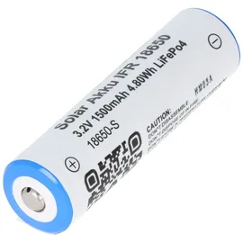 AccuCell 3,2 Volt Solar Akku Lithium 18650 IFR LiFePo4 Akku mit Kopf ungeschützt, 1400-1500mAh, Abmessungen ca. 66,1x18mm