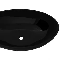 Luxus Keramik Waschbecken Oval | vidaXL : Farbe - Schwarz