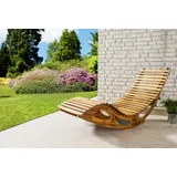 Ergonomische Schwungliege Saunaliege aus Akazienholz - FSC zertifiziert, ca. 150 x 60 x 66/95 cm