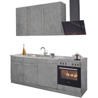wiho Küchen Küchenzeile »Chicago«, ohne E-Geräte, Breite 220 cm, grau