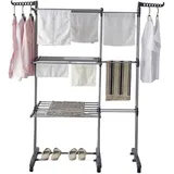 piorlado Faltbarer ausziehbarer Wäscheständer mit Rollen, höhenverstellbar, robuster Wäscheständer für den Innen- und Außenbereich, zusammenklappbare Aufbewahrung