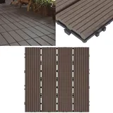 FIVMEN 55 Stück Balkon Bodenbelag WPC Terrassenfliesen Holzoptik Balkonfliesen Klicksystem Klickfliese Kunststoff Klick Fliesen für Garten Balkon... - Hellbraun