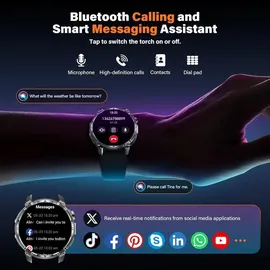 miecgth Smartwatch Herren mit Telefonfunktion 1.7'' Touchscreen Uhr Beleuchtung 100 Tage Standby 120+ Sportmodi Herzfrequenz SpO2 Schlafmonitor IP68 Wasserdicht Fitness Tracker Android iOS