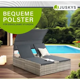 Juskys Syros Polyrattan Doppelliege Grau-meliert
