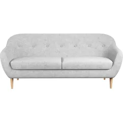 3-Sitzer HOME AFFAIRE "Roni", grau (helgrau), B:191cm H:83cm T:84cm, 100% PES, Sofas, Wellenunterfederung für hohen Sitzkomfort, Massivholzfüße