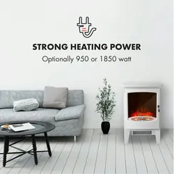 KlarsteinMeran Elektrischer Kamin 950/1850W 2-stufige Heizung Gusseisen-StilWeiß