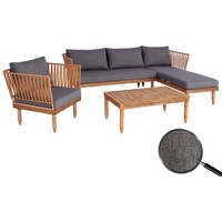 Mendler Garten-Garnitur HWC-L29, Garnitur Sitzgruppe Lounge-Set Sofa, Akazie Holz MVG-zertifiziert ~ dunkelgrau