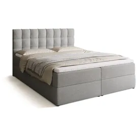 bromarkt Boxspringbett mit 2 Bettkasten, Bonell-Matratze, Polsterbett, Bett Hellgrau Malmo 90, 160 x 200 cm) - Grau