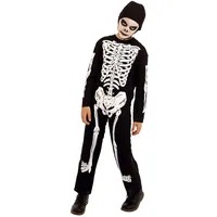Rubies Skelett-Kostüm für Jungen und Mädchen, bedruckter Jumpsuit und Mütze, Original Halloween, Karneval und Geburtstag