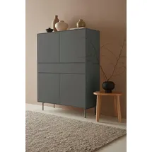 LeGer Home by Lena Gercke Highboard »Essentials«, Höhe: 144cm, MDF lackiert, Push-to-open-Funktion, grau